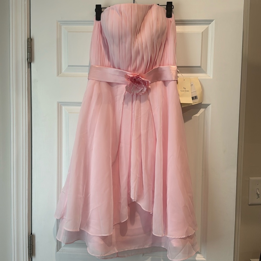 LAN Ting Bride Blushing Pink Formal Strapless Dress